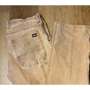 Dickies Khaki Work Pants Retro Y2K Grunge Washed Distressed Look 34x34